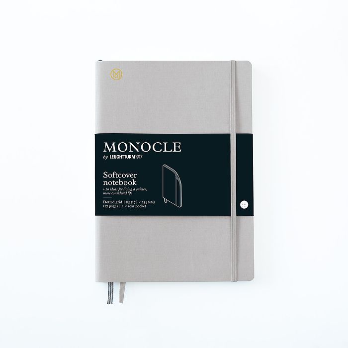 Carnet de notes B5 Monocle, Couverture souple, 128 pages numérotées, Light Grey, pointillé
