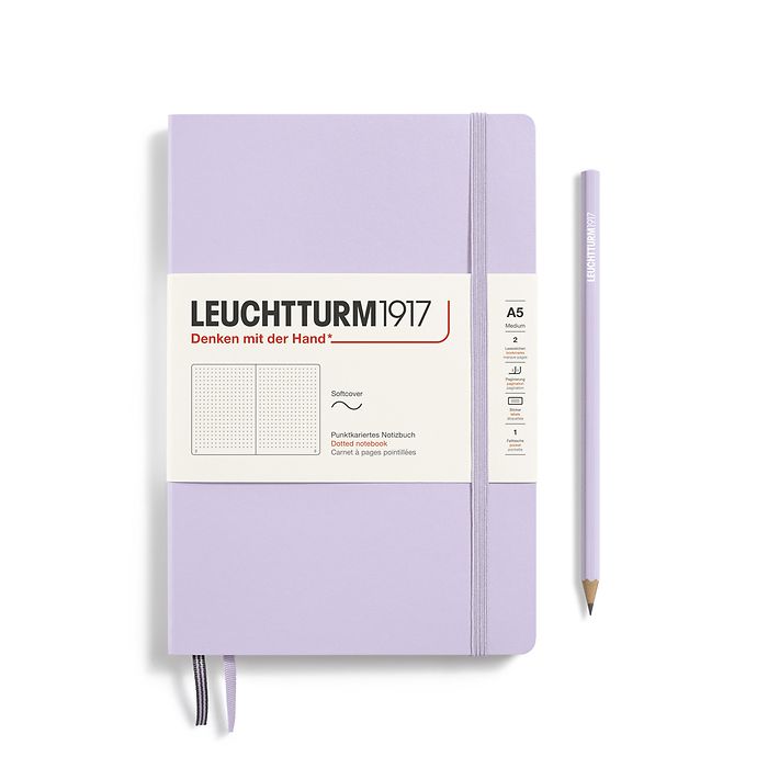 Carnet de notes Medium (A5), Couverture souple, 123 pages num., Lilac, pointillé