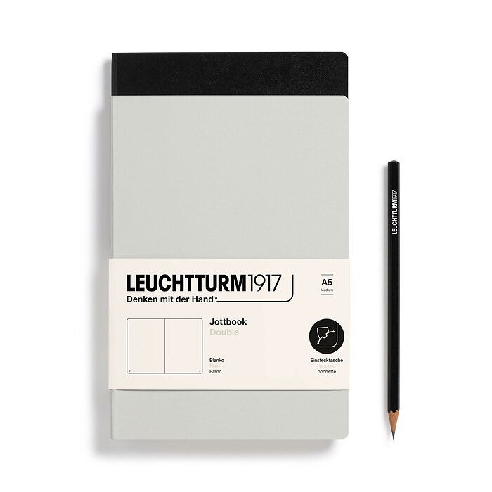 Jottbook (A5), 59 pages numérotées, blanc, Light Grey et Noir, Set de 2