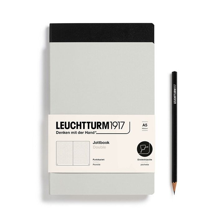 Jottbook (A5), 59 pages numérotées, pointillé, Light Grey et Noir, Set de 2