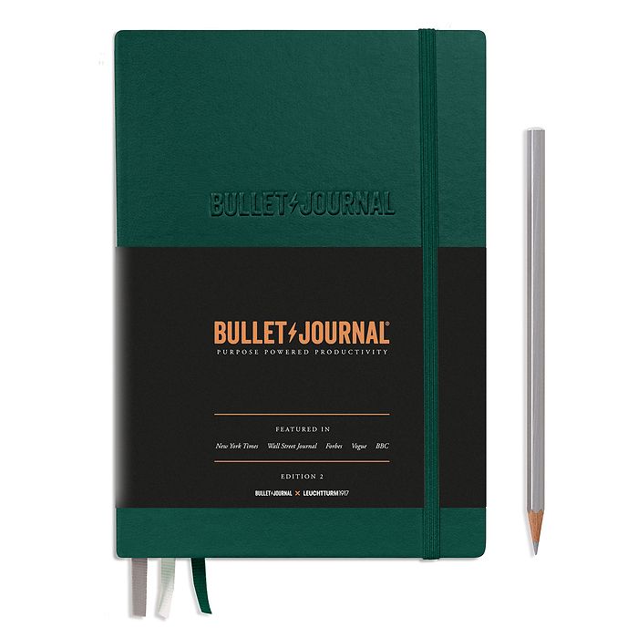 Bullet Journal Edition 2, Medium (A5), Couv. rigide, 206 pages num., Green23, pointillé