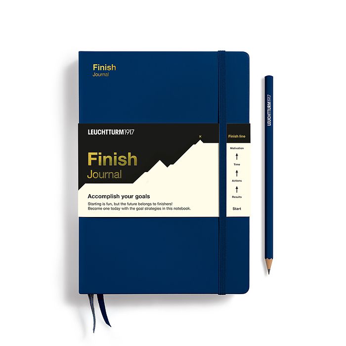 Finish Journal Medium (A5), Couverture rigide, Bleu Marine, Anglaise