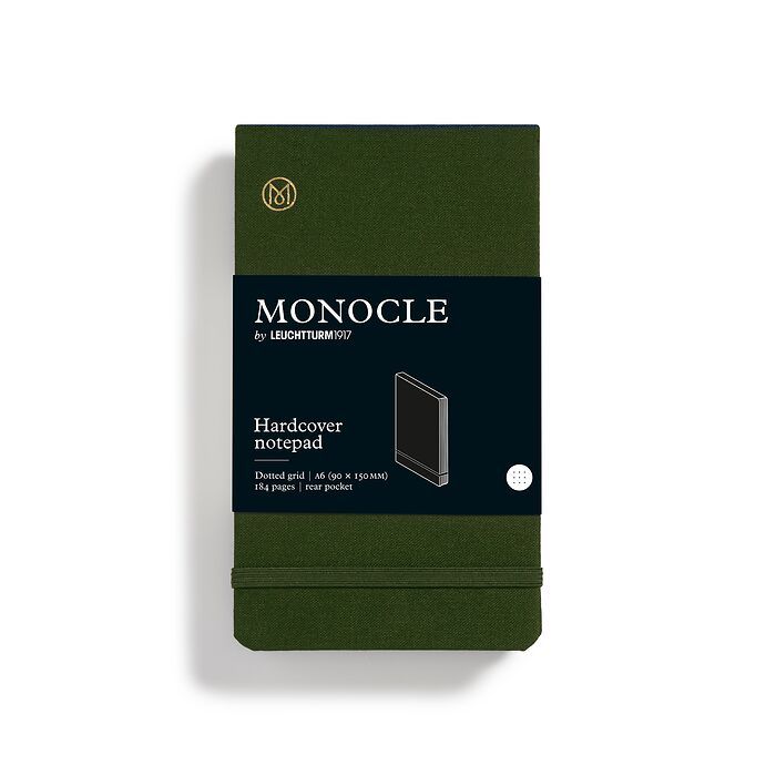 Bloc-notes Pocket (A6) Monocle, couverture rigide, 184 pages numérotés, Olive, pointillé