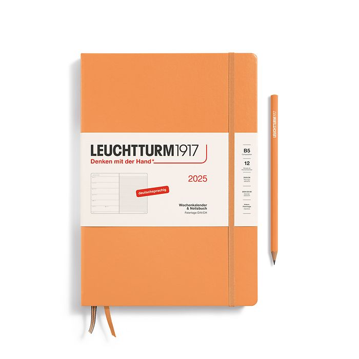 Agenda Semainier & Carnet Composition (B5) 2025, Apricot, Allemand