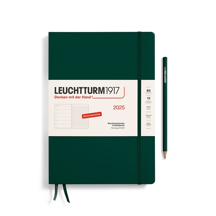 Agenda Semainier & Carnet Composition (B5) 2025, Forest Green, Allemand