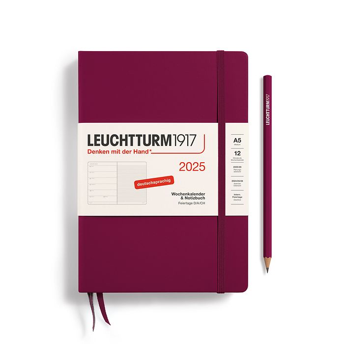 Agenda Semainier & Carnet Medium (A5) 2025, Port Red, Allemand