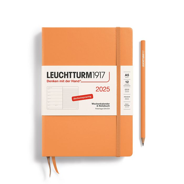 Agenda Semainier & Carnet Medium (A5) 2025, Apricot, Allemand