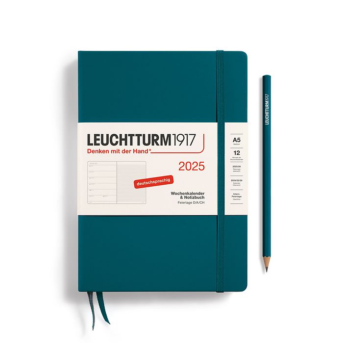 Agenda Semainier & Carnet Medium (A5) 2025, Pacific Green, Allemand