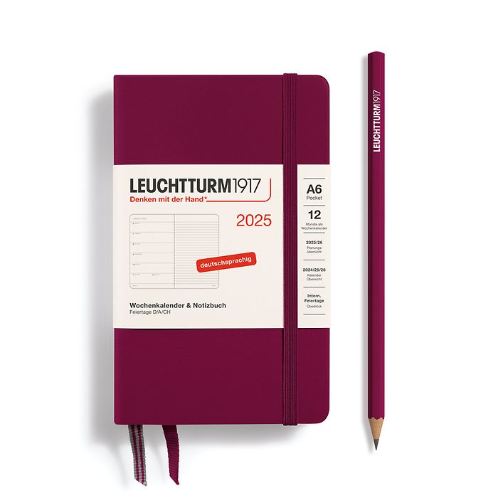 Agenda Semainier & Carnet Pocket (A6) 2025, Port Red, Allemand