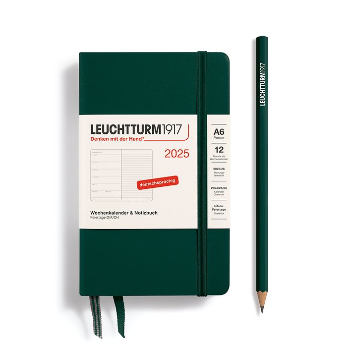 Agenda Semainier & Carnet Pocket (A6) 2025, Forest Green, Allemand