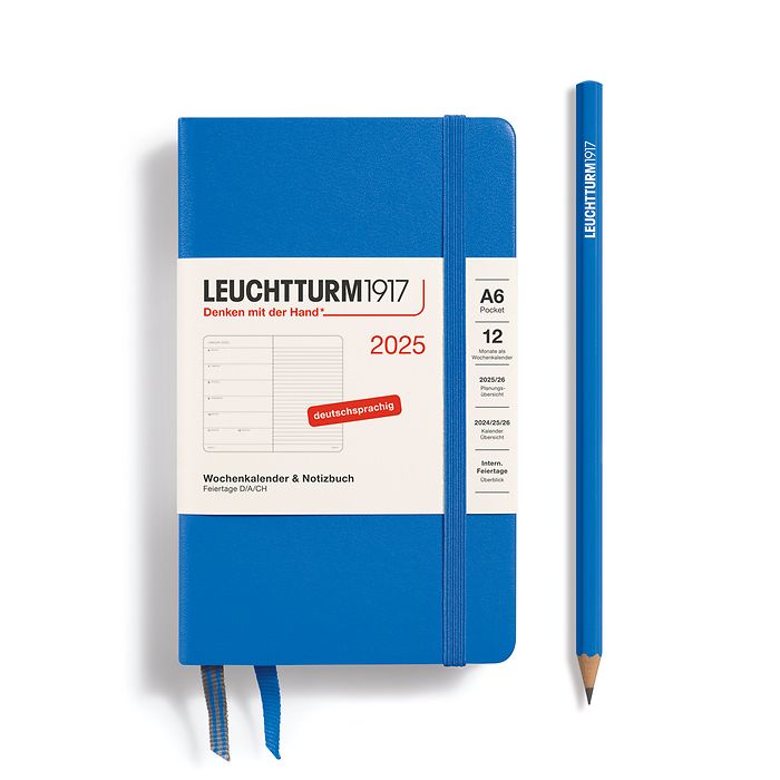 Agenda Semainier & Carnet Pocket (A6) 2025, Sky, Allemand