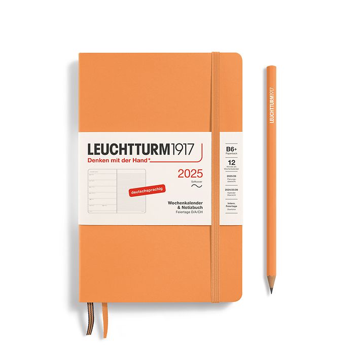 Agenda Semainier & Carnet Paperback (B6+) 2025, Couverture souple, Apricot, Allemand