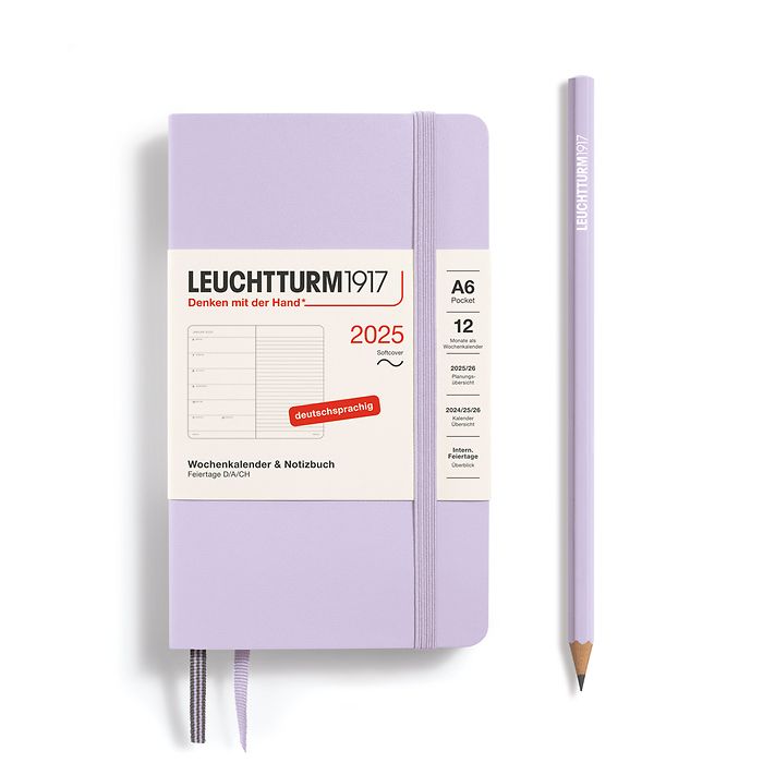 Agenda Semainier & Carnet Pocket (A6) 2025, Couverture souple, Lilac, Allemand