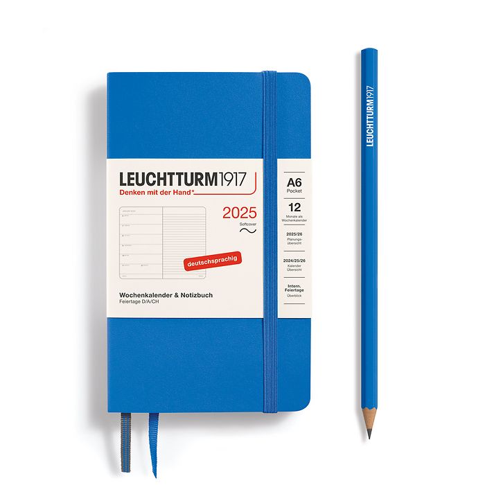 Agenda Semainier & Carnet Pocket (A6) 2025, Couverture souple, Sky, Allemand