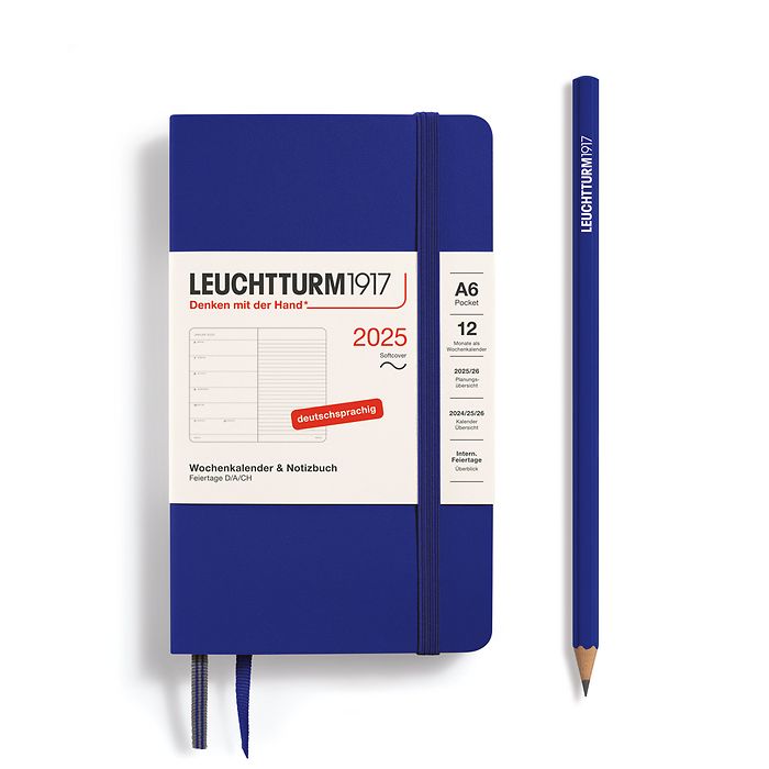 Agenda Semainier & Carnet Pocket (A6) 2025, Couverture souple, Ink, Allemand