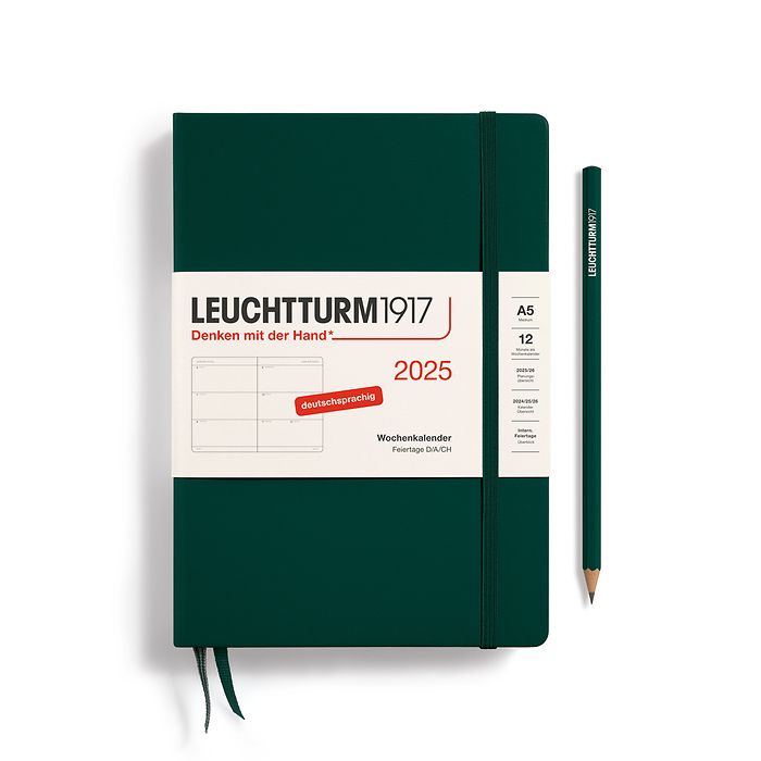 Agenda Semainier Medium (A5) 2025, Forest Green, Allemand