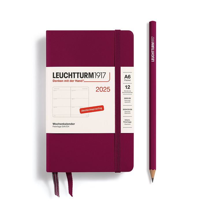 Agenda Semainier Pocket (A6) 2025, Port Red, Allemand