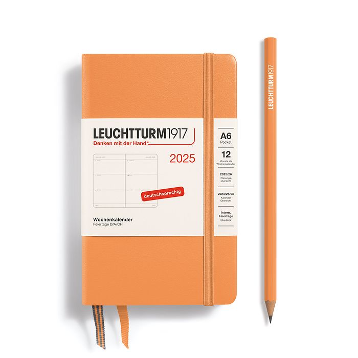 Agenda Semainier Pocket (A6) 2025, Apricot, Allemand