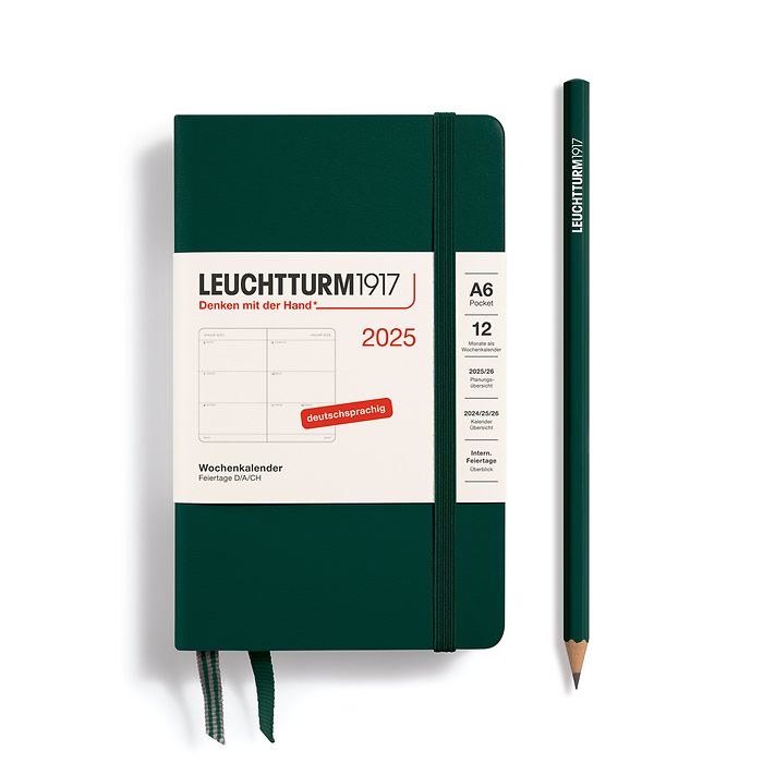 Agenda Semainier Pocket (A6) 2025, Forest Green, Allemand