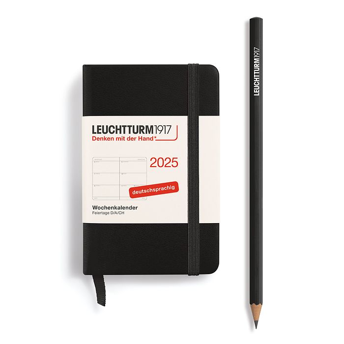 Agenda Semainier Mini (A7) 2025, Noir, Allemand