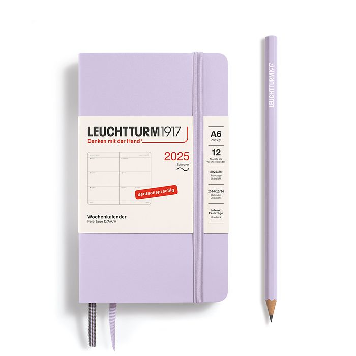 Agenda Semainier Pocket (A6) 2025, Couverture souple, Lilac, Allemand