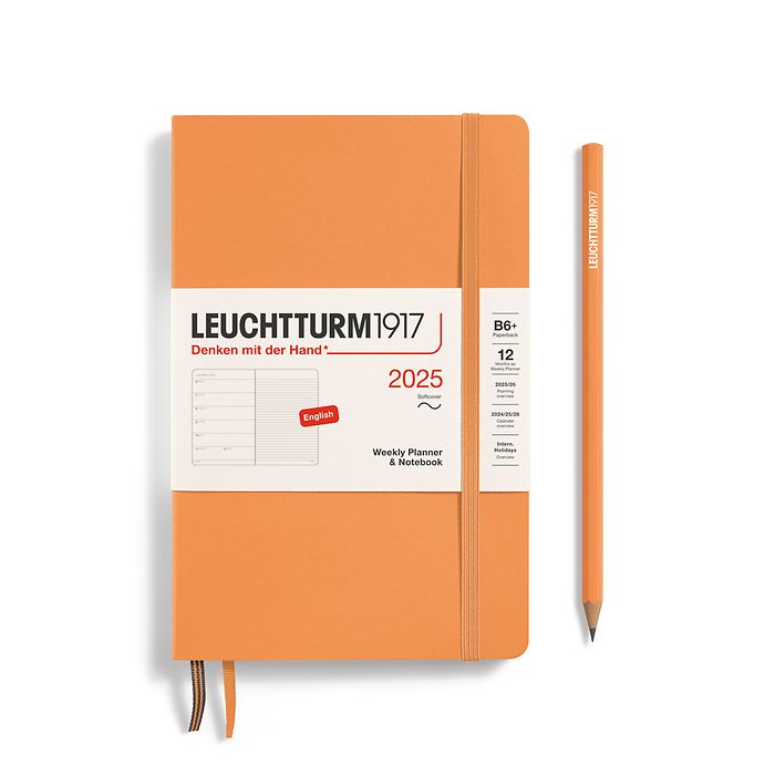 Agenda Semainier & Carnet Paperback (B6+) 2025, Couverture souple, Apricot, Anglais