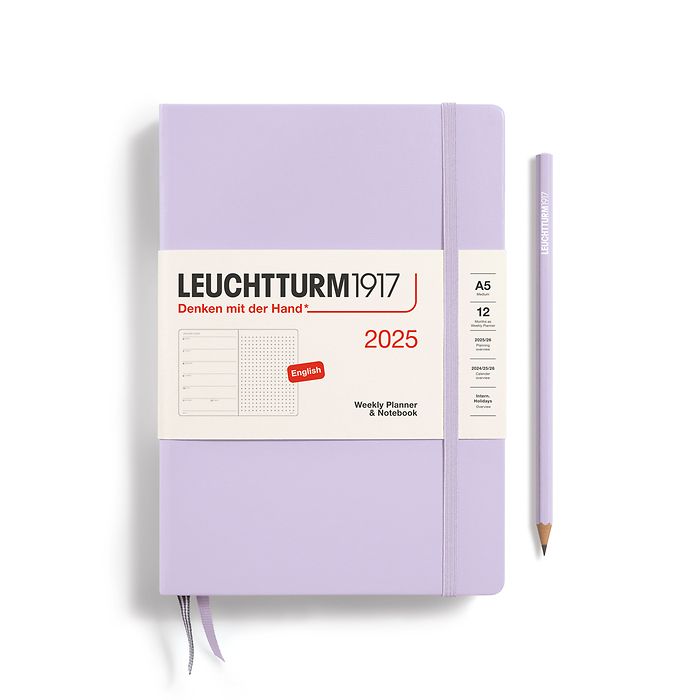 Agenda Semainier & Carnet Pointillés Medium (A5) 2025, Lilac, Anglais