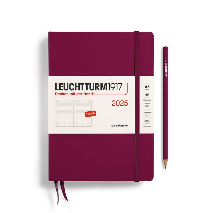 Agenda Journalier Medium (A5)  2025, Port Red, Anglais