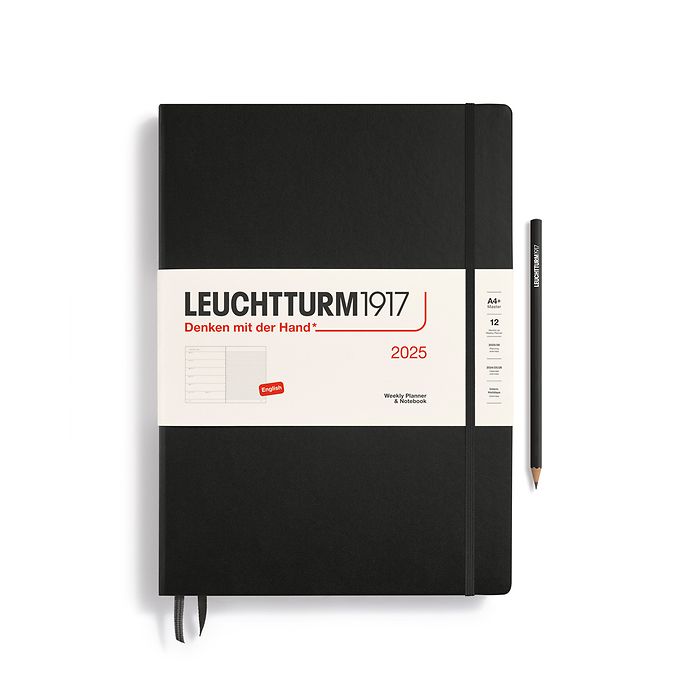 Agenda Semainier & Carnet Master (A4+) 2025, Noir, Anglais