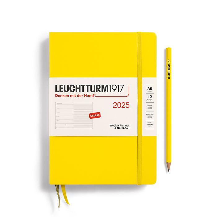 Agenda Semainier & Carnet Medium (A5) 2025, Citron, Anglais