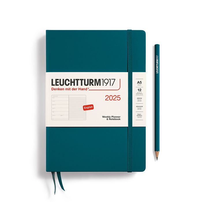 Agenda Semainier & Carnet Medium (A5) 2025, Pacific Green, Anglais