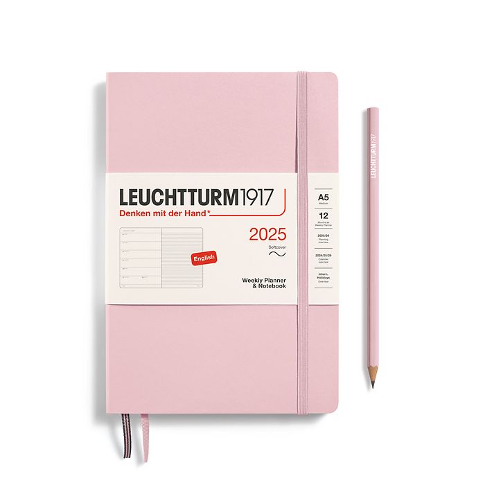 Agenda Semainier & Carnet Medium (A5) 2025, Couverture souple, Powder, Anglais