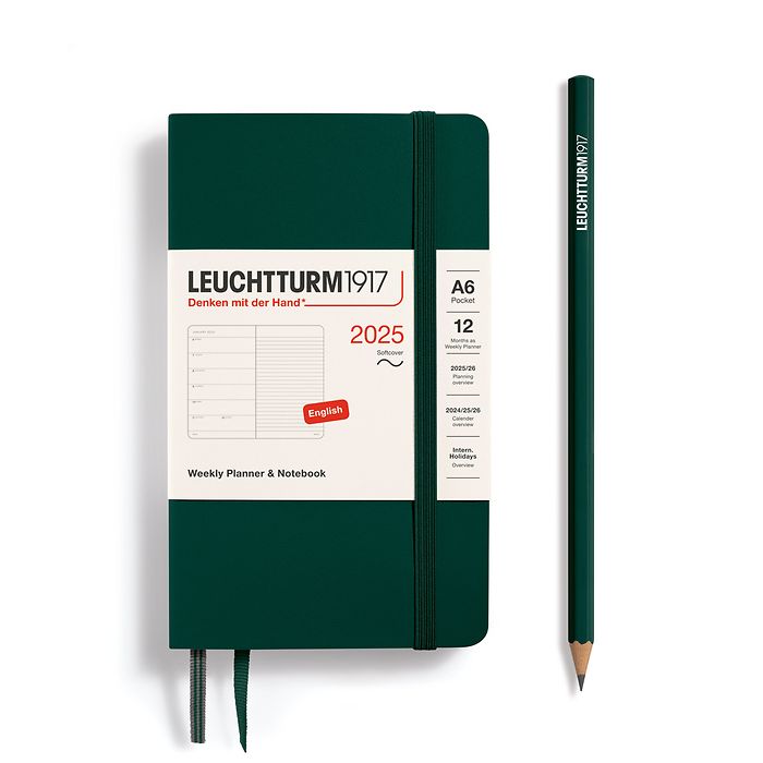 Agenda Semainier & Carnet Pocket (A6) 2025, Couverture souple, Forest Green, Anglais