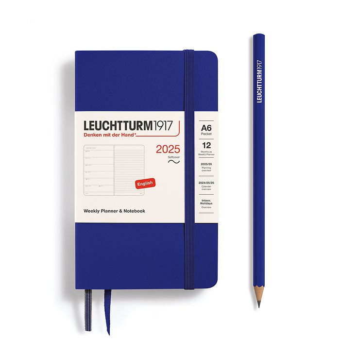 Agenda Semainier & Carnet Pocket (A6) 2025, Couverture souple, Ink, Anglais