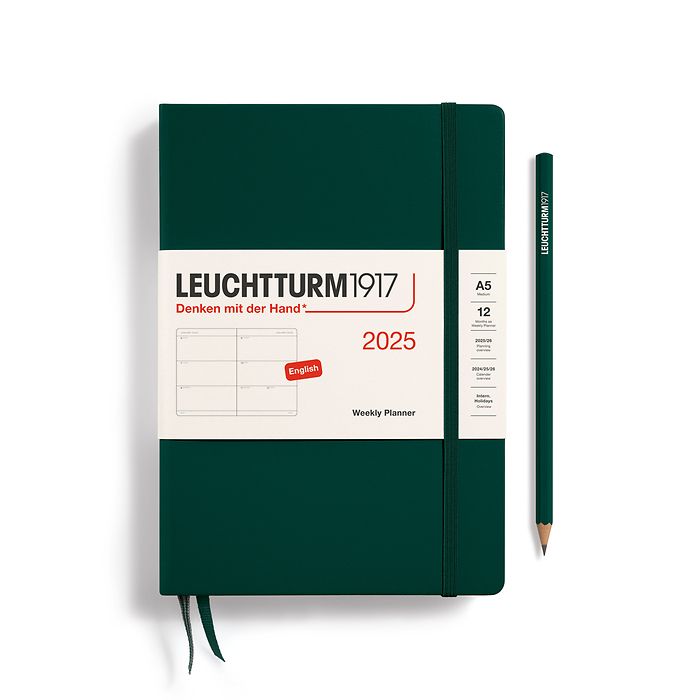 Agenda Semainier Medium (A5) 2025, Forest Green, Anglais