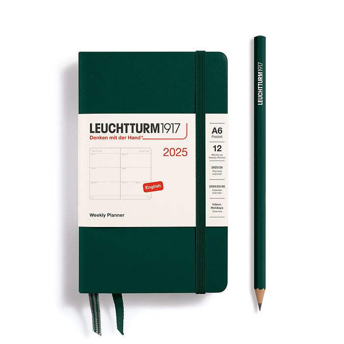 Agenda Semainier Pocket (A6) 2025, Forest Green, Anglais