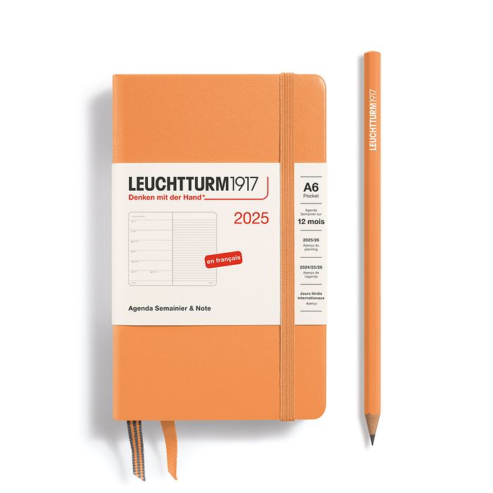 Agenda Semainier & Carnet Pocket (A6) 2025, Apricot, Français