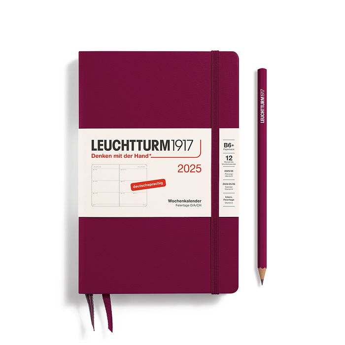 Agenda Semainier Paperback (B6+) 2025, Port Red, Allemand