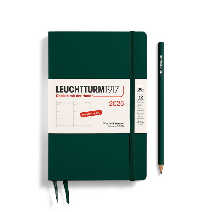 Agenda Semainier Paperback (B6+) 2025, Forest Green, Allemand