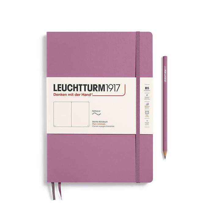 Carnet Composition (B5), Couverture souple, 123 pages numérotées, Dusty Rose, blanc